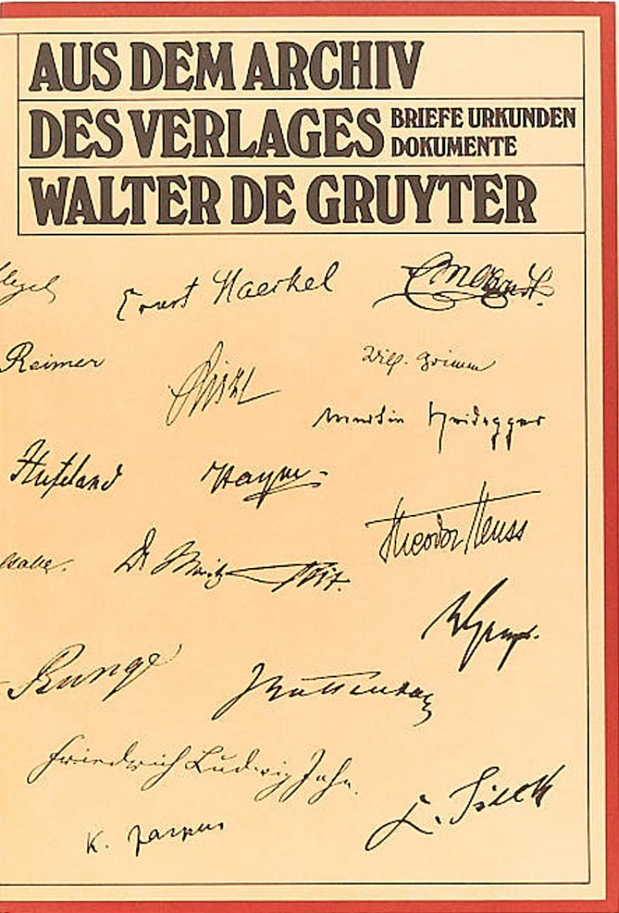 Aus dem Archiv des Verlages Walter de Gruyter. Briefe, Urkunden, Dokument